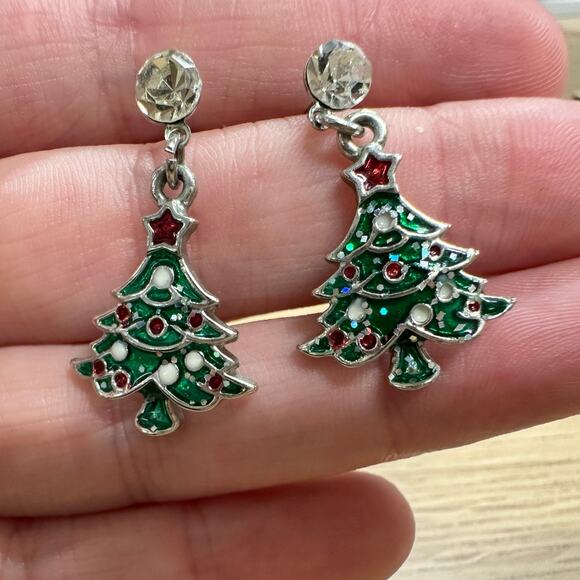 Christmas Tree Earrings *Missing Backs* - Picture 2 of 4